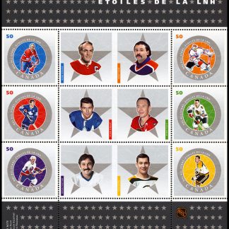 Canada Stamp #2085 - NHL All Stars - 6 (2005) 6 x 50¢ Souvenir sheet of 6 stamps