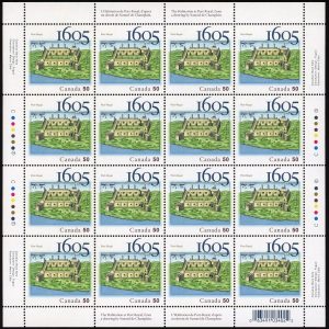 Canada Stamp SHEET#2115 - Samuel de Champlain's drawing of settlement (2005) 50¢ W/2115i