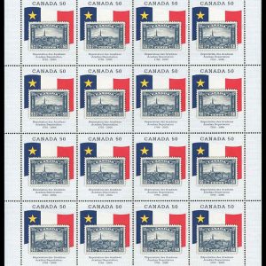 Canada Stamp SHEET#2119 - Grand-Pré stamp of 1930 and Acadian flag (2005) 50¢