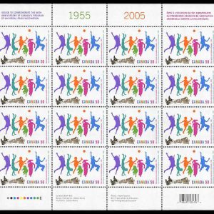 Canada Stamp SHEET#2120 - Children playing; discarded leg braces (2005) 50¢
