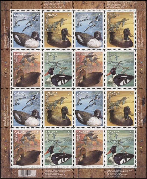 Canada STAMP SHEET#2166a - Duck Decoys (2006) 4 x 51¢