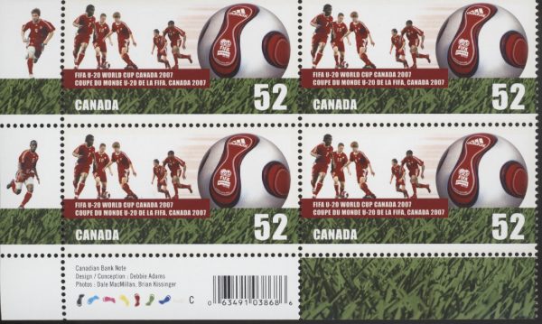 Canada Stamp PB#2220 - Soccer players and ball (2007)