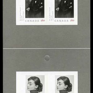 Canada Stamp #2273b - Audrey Hepburn & Sir Winston Churchill (2008) 8 x $1.60 Gutter pane (#2272a and #2273a)