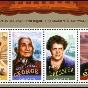 Canada Stamp #2279 - Canadians in Hollywood: The Sequel (2008) 4 x 52¢ Souvenir sheet of 4