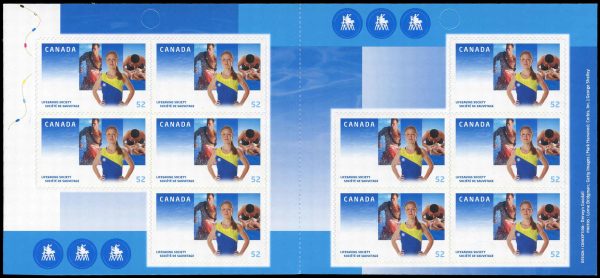 Canada Stamp #2282a - Lifesaving Society Centennial (2008) 10 x 52¢ Booklet pane of 10 stamps (#2282) (BK387)