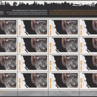 Canada STAMP SHEET#2283 - Map of BC, panning for gold (2008) 52¢