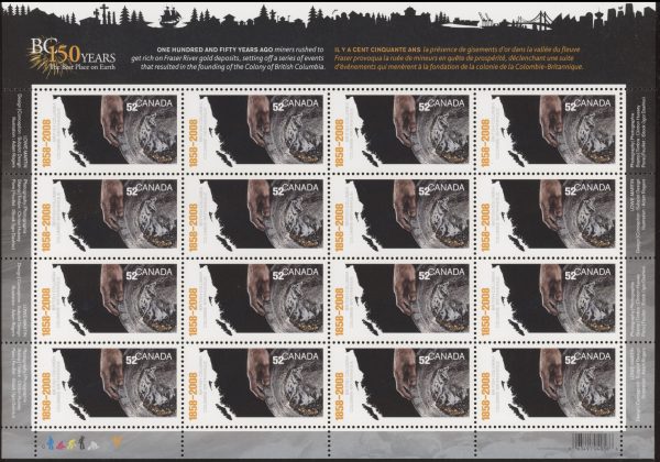 Canada STAMP SHEET#2283 - Map of BC, panning for gold (2008) 52¢