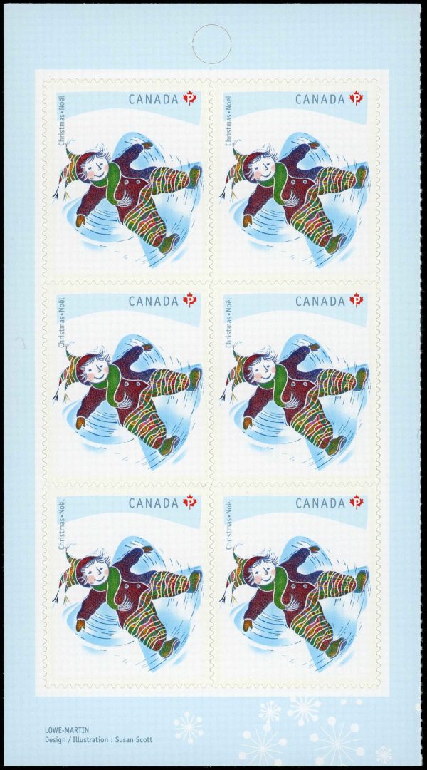 Canada Stamp #2293a - Snow Angel (2008) 12 x P (52¢) Booklet pane of 6 stamps (#2293) (BK391)