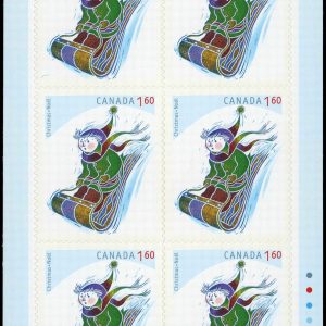 Canada Stamp #2295a - Tobogganing (2008) 6 x $1.60 Booklet pane of 6 stamps (#2295) (BK393)