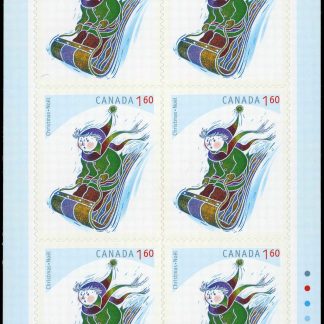 Canada Stamp #2295a - Tobogganing (2008) 6 x $1.60 Booklet pane of 6 stamps (#2295) (BK393)
