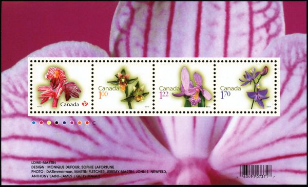 Canada Stamp #2356 - Flower Definitives-Souvenir sheet (2010) 1 x (P), 1 x $1, 1 x $1.22, 1 x $1.70 Souvenir sheet of 4
