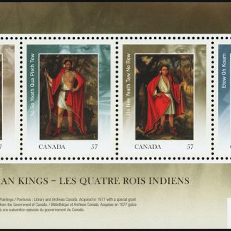 Canada Stamp #2383b - Four Indian Kings (2010) 4 x 57¢ Souvenir sheet of 4