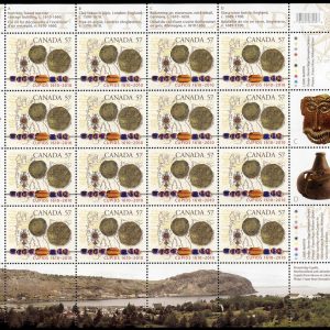 Canada Stamp SHEET#2403 - Map, artifacts (coins, beades) (2010) 57¢