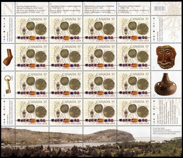 Canada Stamp SHEET#2403 - Map, artifacts (coins, beades) (2010) 57¢