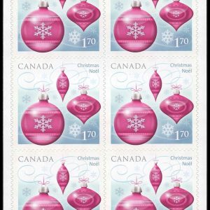 Canada Stamp #2415a - Christmas (Ornaments) (2010) 6 x $1.70 Booklet pane of 6 stamps (#2415) (BK438)