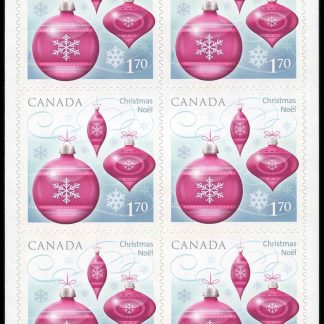 Canada Stamp #2415a - Christmas (Ornaments) (2010) 6 x $1.70 Booklet pane of 6 stamps (#2415) (BK438)
