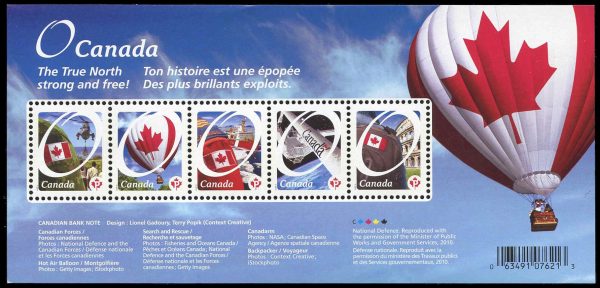 Canada Stamp #2418 - Canadian Pride (O Canada) (2011) 5 x P (59¢) Souvenir sheet of 5