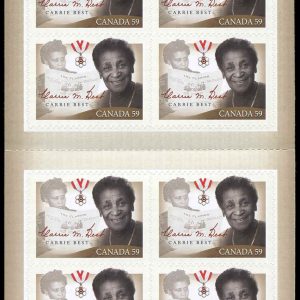 Canada Stamp #2433a - Carrie Best (2011) 10 x 59¢ Booklet pane of 10 stamps (#2433) (BK444)