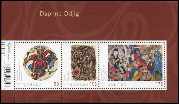 Canada Stamp #2437 - Art Canada : Daphne Odjig (2011) 59¢ + $1.03 + $1.75 Souvenir sheet of 3