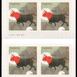 Canada Stamp #2450a - Taurus: The Bull (2011) 10 x P (59¢) Booklet pane of 10 stamps (#2450) (BK451)