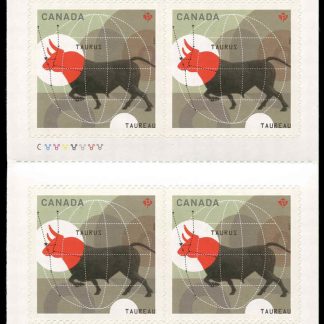 Canada Stamp #2450a - Taurus: The Bull (2011) 10 x P (59¢) Booklet pane of 10 stamps (#2450) (BK451)