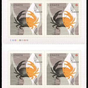 Canada Stamp #2452a - Cancer: The Crab (2011) 10 x P (59¢) Booklet pane of 10 stamps (#2452) (BK458)
