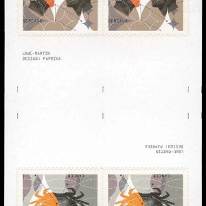 Canada Stamp #2452b - Cancer: The Crab (2011) 12 x P (59¢) Gutter pane of 12, 6 x P (2415) & 6 x P (2452)