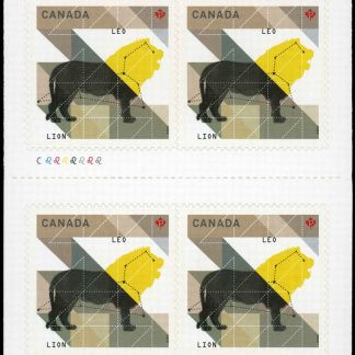 Canada Stamp #2453a - Leo: The Lion (2012) 10 x P (61¢) Booklet pane of 10 stamps (#2453) (BK495)