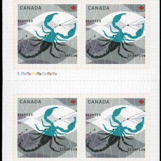 Canada Stamp #2456a - Scorpio: The Scorpion (2012) 10 x P (61¢) Booklet pane of 10 (#2456) (BK498)