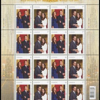 Canada Stamp SHEET#2465a - Catherine Middleton and Prince William (2011) P (59¢) + $1.75 Se-tenant pair (2464, 2465)