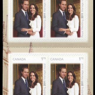 Canada Stamp #2467a (BK454) - Catherine Middleton and Prince William (2011) 10 x $1.75 Booklet pane of 10