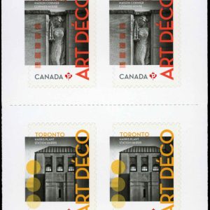 Canada Stamp #2476a - Architecture: Art Déco (2011) 10 x P (59¢) Booklet pane of 10 stamps (2 x #2472-6) (BK457)