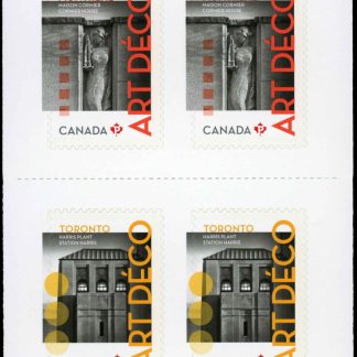 Canada Stamp #2476a - Architecture: Art Déco (2011) 10 x P (59¢) Booklet pane of 10 stamps (2 x #2472-6) (BK457)