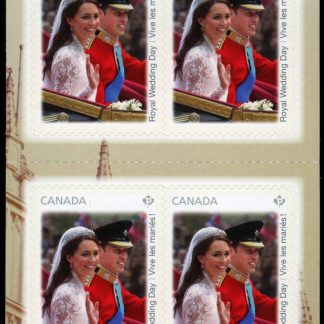 Canada Stamp #2478a - Duke and Duchess of Cambridge (2011) 10 x P (59¢) Booklet pane of 10 stamps (#2478) (BK459)