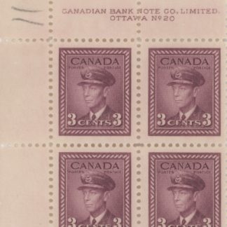 Canada Stamp PB#252 (PL20) - King George VI in Airforce Uniform (1943) 3¢