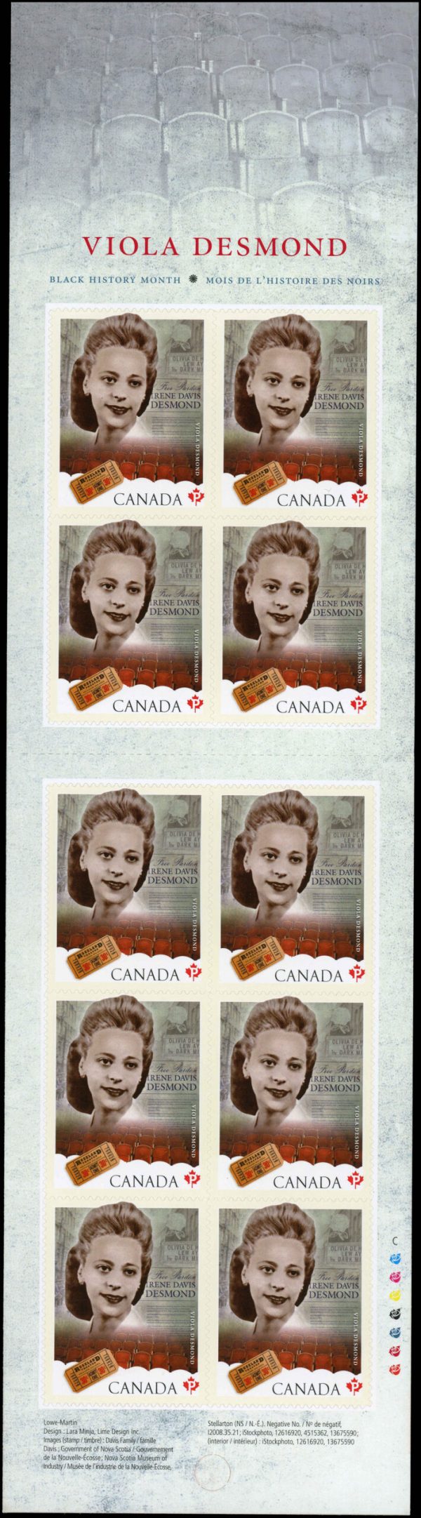 Canada Stamp Booklet - #BK481 Viola Desmond (2012) 10 x P (61¢) Booklet of 10 stamps (#2521a in cover) - Image 2