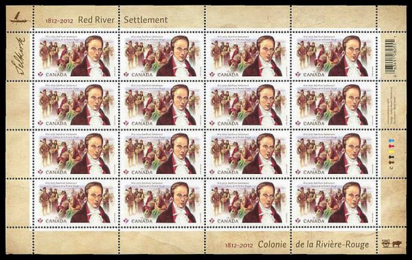 Canada Stamp SHEET#2539 - Métis, Local Trappers, Native Chief and Settlers, Lord Selkirk (2012) P (61¢)