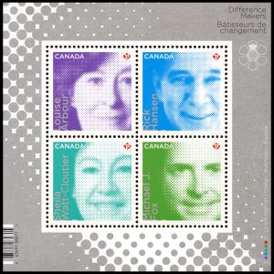 Canada Stamp #2549 - Difference Makers (2012) $2.44 Souvenir sheet of 4 stamps