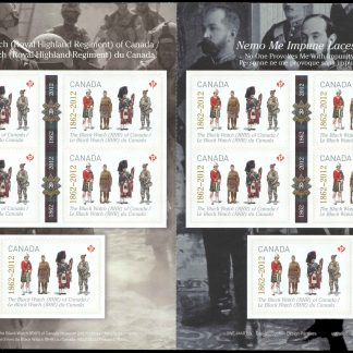 Canada Stamp #2578a - The Black Watch (2012) 10 x P (61¢) Booklet pane of 10 stamps (#2578) (BK509)