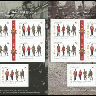 Canada Stamp #2579a - The Royal Hamilton Light Infantry (2012) 10 x P (61¢) Booklet pane of 10 stamps (#2579) (BK510)