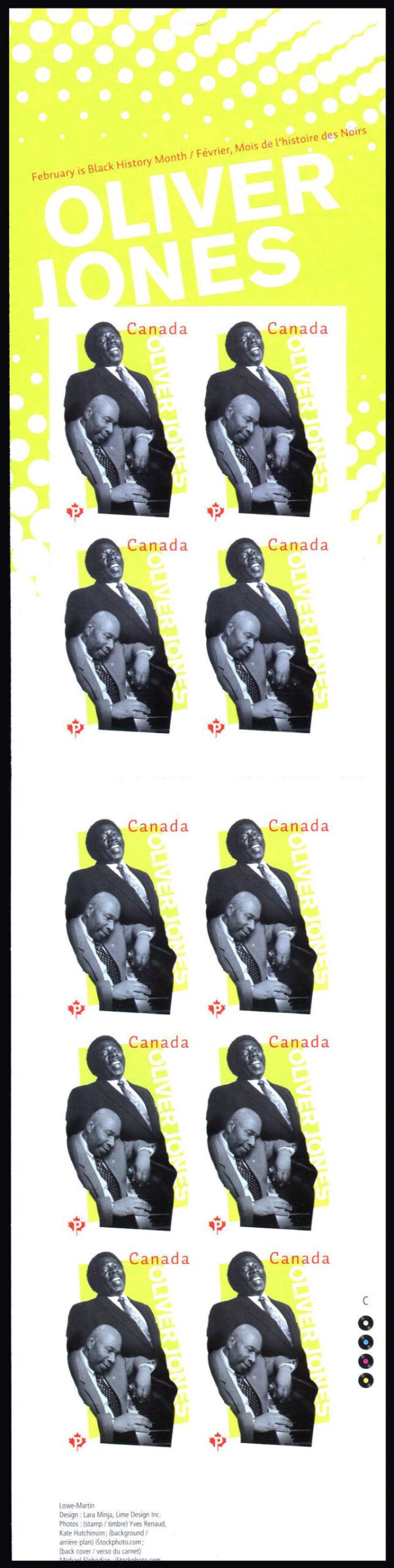 Canada Stamp Booklet - #BK525 Oliver Jones (1934- ) (2013) 10 x P (63¢) Booklet of 10 stamps (#2619a in cover) - Image 2