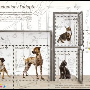 Canada Stamp #2636 - Adopt a Pet (2013) $3.15 Souvenir sheet of 5 stamps