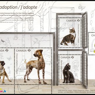 Canada Stamp #2636 - Adopt a Pet (2013) $3.15 Souvenir sheet of 5 stamps