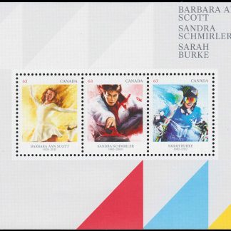 Canada Stamp #2704 - Pioneers of Winter Sports (2014) $1.89 Souvenir sheet of 3 stamps