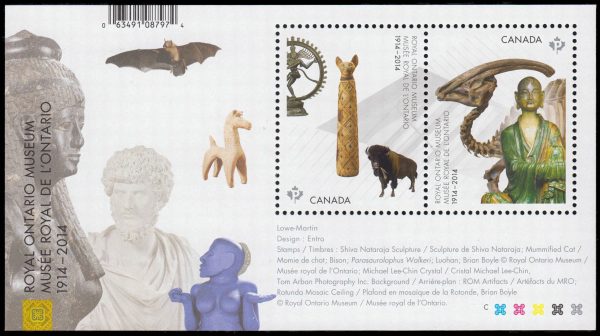 Canada Stamp #2724 - Royal Ontario Museum (2014) $1.70 Souvenir sheet of 2 stamps