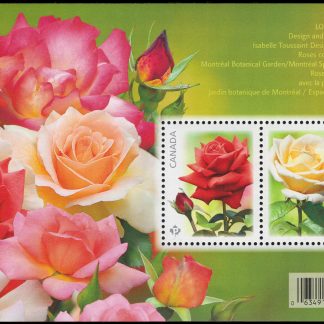 Canada Stamp #2727 - Roses (2014) $1.70 Souvenir sheet of 2 stamps