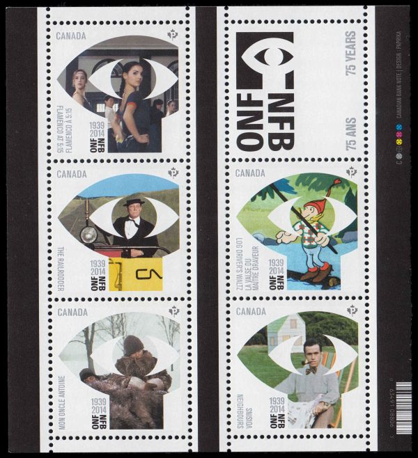 Canada Stamp #2733 - National Film Board of Canada (2014) $4.25 Souvenir sheet of 5 stamps