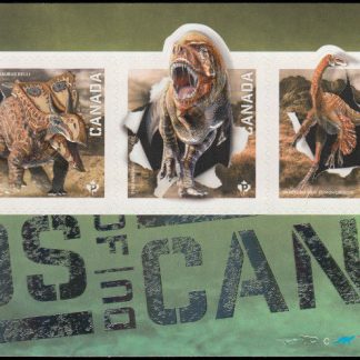 Canada Stamp #2823 - Dinos of Canada (2015) $4.25 Souvenir sheet of 5 stamps (2823a, 2823b, 2823,c, 2823d, 2823e)