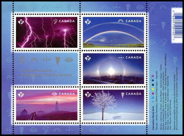 Canada Stamp #2838 - Weather Wonders (2015) $4.25 Souvenir sheet of 5 stamps