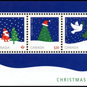 Canada Stamp #2954 - Christmas (Christmas Tree) (2016) P (85¢) + $1.20 + $2.50 Souvenir sheet of 3 stamps